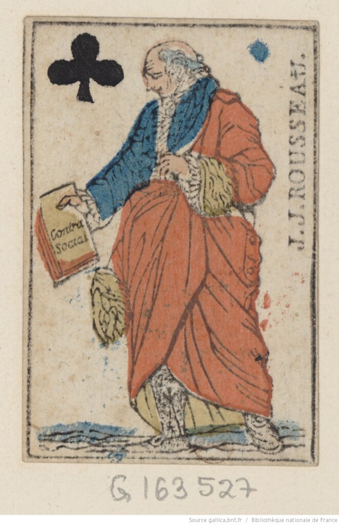 Jean-Jacques Rousseau, jeu de carte révolutionnaire, 1794. Source: www.gallica.fr Jean-Jacques Rousseau, jeu de carte révolutionnaire, 1794. Source: www.gallica.fr
