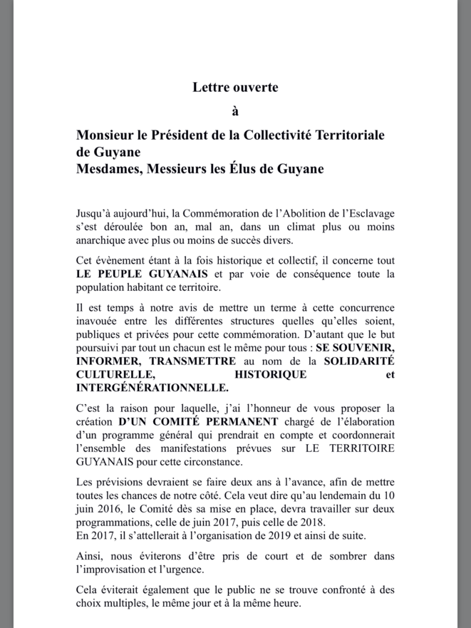 Abolition, le poète Élie Stephenson propose aux élus guyanais d'unifier la Mémoire.