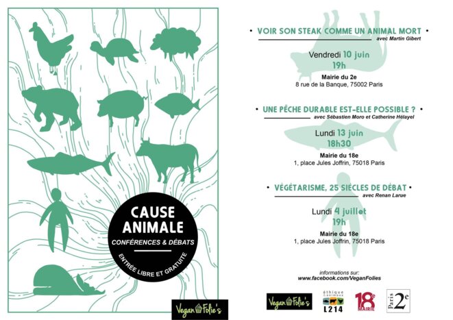 Cause animale, prochaines conférences à Paris...