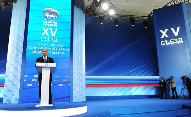 Vladimir Poutine au XVe Congrès de Edinaïa Rossia (Russie Unie) le 27 juin 2016. Le président dit vouloir des « élections propres » © Kremlin.ru Vladimir Poutine au XVe Congrès de Edinaïa Rossia (Russie Unie) le 27 juin 2016. Le président dit vouloir des « élections propres » © Kremlin.ru