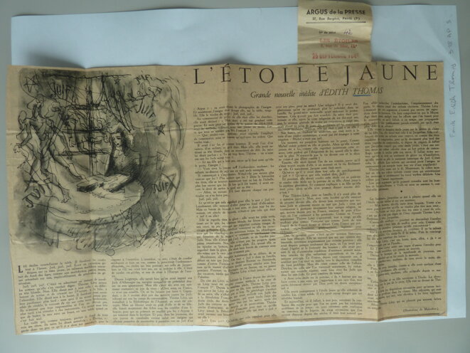« Les étoiles jaunes », nouvelle d'Édith Thomas parue à la Libération. © DR « Les étoiles jaunes », nouvelle d'Édith Thomas parue à la Libération. © DR
