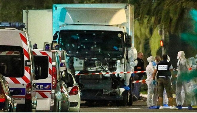 The bullet-ridden truck driven by Mohammed Lahouaiej Bouhlel on the Promenade des Anglais in Nice on July 14th. © Reuters The bullet-ridden truck driven by Mohammed Lahouaiej Bouhlel on the Promenade des Anglais in Nice on July 14th. © Reuters