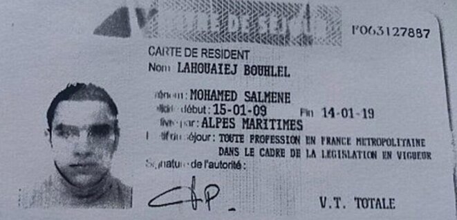 Le titre de séjour de Mohamed Lahouaiej Bouhlel © DR Le titre de séjour de Mohamed Lahouaiej Bouhlel © DR