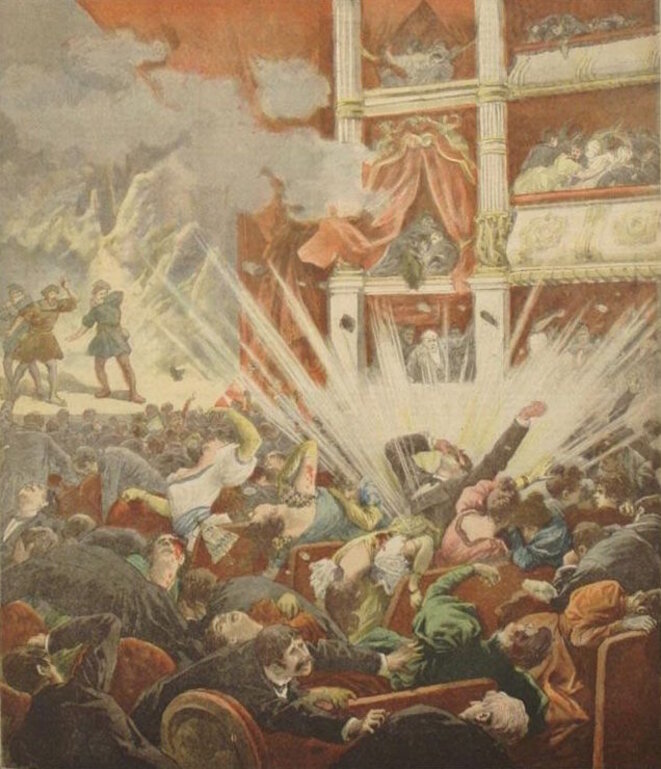 Explosion d'une bombe au Liceu de Barcelone en 1893 © Le Petit Journal Explosion d'une bombe au Liceu de Barcelone en 1893 © Le Petit Journal