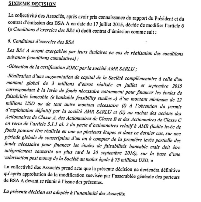 Extrait du PV du conseil d'AMR