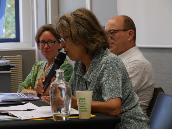 Lors d’un atelier sur la publicité et l’espace public. Au premier plan, Michèle Bonneton, députée de l’Isère. En arrière-plan, André Gattolin et Marion Giraud, chargée de mission Enfance et Publicité pour l’association Résistance à l’Agression Publicitaire (RAP) © Guillaume Krempp Lors d’un atelier sur la publicité et l’espace public. Au premier plan, Michèle Bonneton, députée de l’Isère. En arrière-plan, André Gattolin et Marion Giraud, chargée de mission Enfance et Publicité pour l’association Résistance à l’Agression Publicitaire (RAP) © Guillaume Krempp
