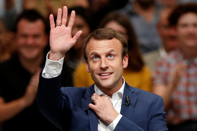 12 juillet 2016. Emmanuel Macron lance son mouvement à la Mutualité © Reuters 12 juillet 2016. Emmanuel Macron lance son mouvement à la Mutualité © Reuters