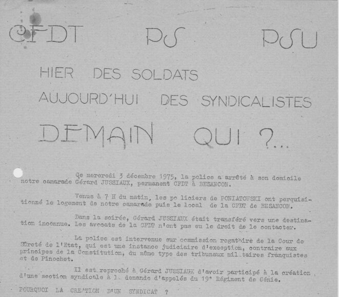 Tract de décembre 1975, coll. pers. YF Tract de décembre 1975, coll. pers. YF