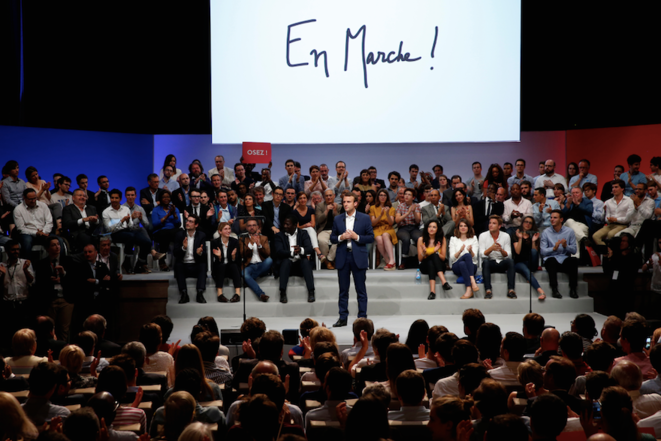 12 juillet 2016. Emmanuel Macron lance son mouvement à la Mutualité. 12 juillet 2016. Emmanuel Macron lance son mouvement à la Mutualité.