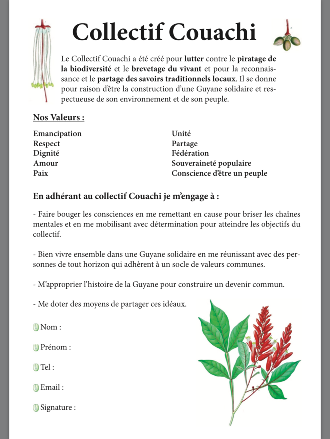 GUYANE, la charte du collectif Couachi.
