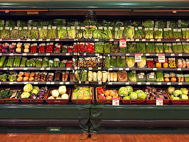 Liu Bolin, rayon légumes © DR Liu Bolin, rayon légumes © DR
