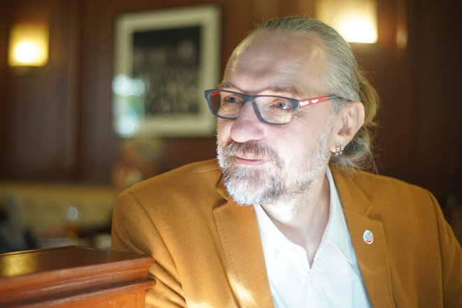 Mateusz Kijowski, l’un des fondateurs du KOD © Amélie Poinssot Mateusz Kijowski, l’un des fondateurs du KOD © Amélie Poinssot