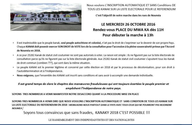 LA KANAKY LIBRE EN 2018, C'EST POSSIBLE ! La marche du 26 octobre à Nouméa.