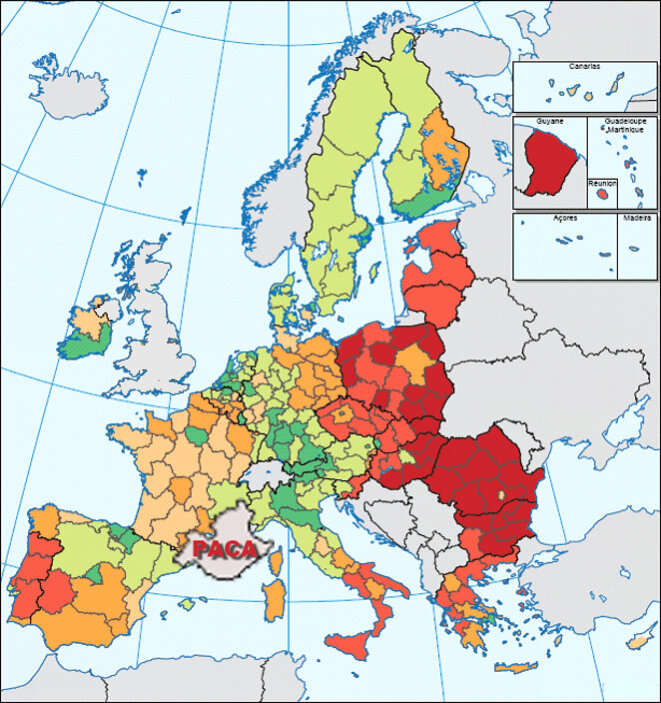 carte régions europe Pour Estrosi la région PACA va t elle quitter l'Europe ? | Le Club 