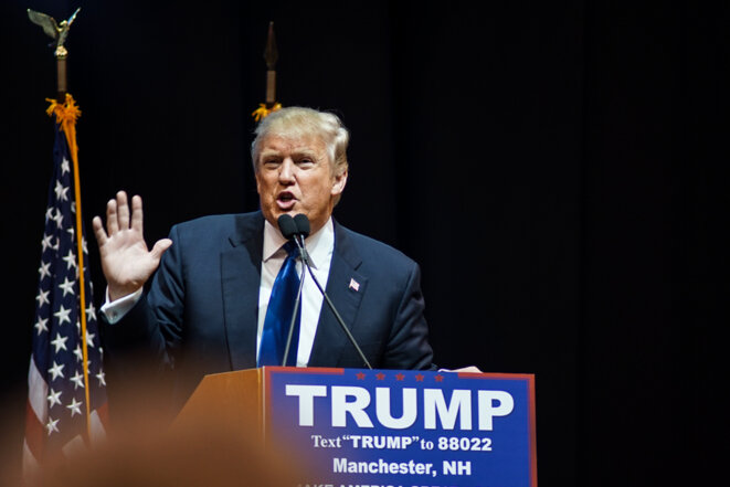 Donald Trump lors de primaires républicaines en février 2016 dans le New Hamsphire. © Thomas Cantaloube Donald Trump lors de primaires républicaines en février 2016 dans le New Hamsphire. © Thomas Cantaloube