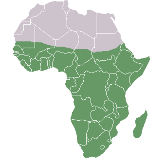 En vert, l'Afrique subsaharienne © Domaine public En vert, l'Afrique subsaharienne © Domaine public