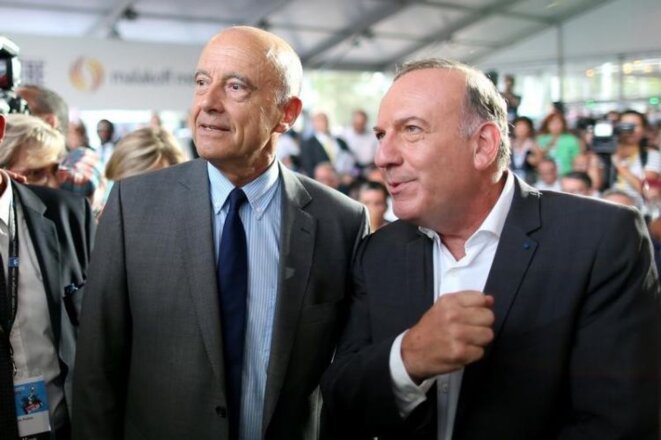 Alain Juppé et Pierre Gattaz à l’université d’été du Medef, le 31 août. © Reuters Alain Juppé et Pierre Gattaz à l’université d’été du Medef, le 31 août. © Reuters
