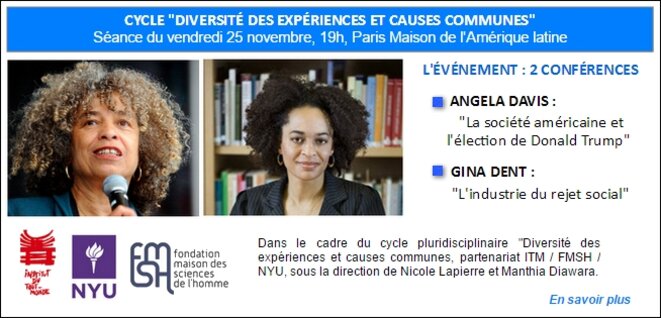 L'événement : Angela Davis et Gina Dent, Paris, vendredi 25 novembre 2016