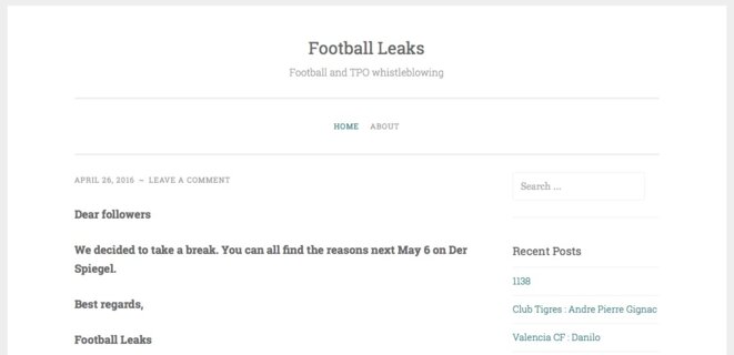 La "une" du site Football Leaks © Football Leaks La "une" du site Football Leaks © Football Leaks
