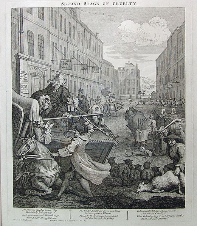 Extrait de William Hogart, « The four stages of Cruelty », recueil d'estampes (1751) © DR Extrait de William Hogart, « The four stages of Cruelty », recueil d'estampes (1751) © DR