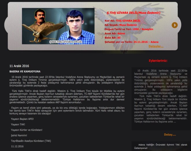 Le message de revendication mis en ligne par les Faucons de la liberté © DR