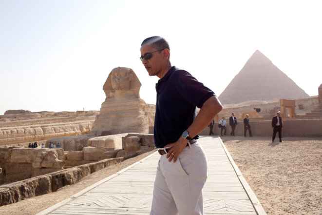 Obama en Égypte en 2009, à la veille d'un discours ambitieux qui ne sera jamais suivi d'effet en ce qui concerne le conflit israélo-palestinien. © Pete Souza/White House Obama en Égypte en 2009, à la veille d'un discours ambitieux qui ne sera jamais suivi d'effet en ce qui concerne le conflit israélo-palestinien. © Pete Souza/White House