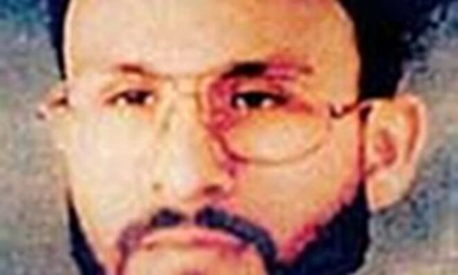 Abu Zubaydah, arrêté au Pakistan en 2002. Photo rendue publique par le US central command