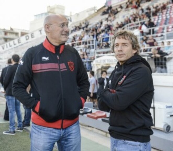 Bernard Laporte et Diego Dominguez à Toulon, en 2016.