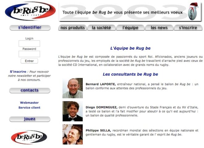 Capture d'écran dans les archives du site internet de Be Rug Be (aujourd'hui hors-ligne).