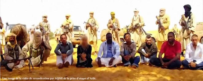 Image from a video in which AQMI claimed responsibility for taking the hostages in Niger.