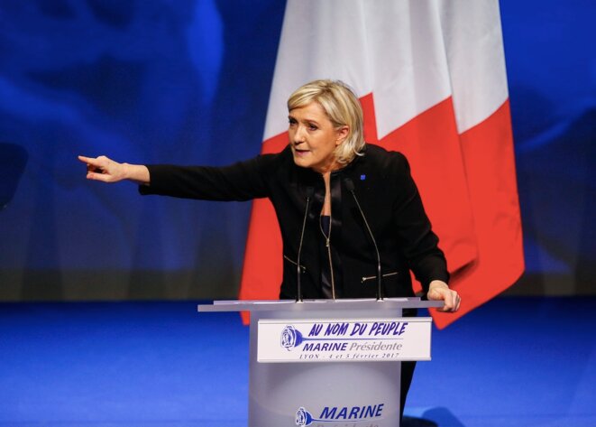 Marine Le Pen lors de son discours de clôture des « assises présidentielles », le 5 février © Reuters Marine Le Pen lors de son discours de clôture des « assises présidentielles », le 5 février © Reuters
