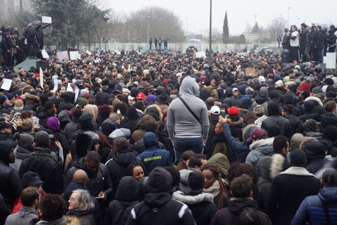 Manifestation devant le tribunal de Bobigny, le 11 février 2017 © AP