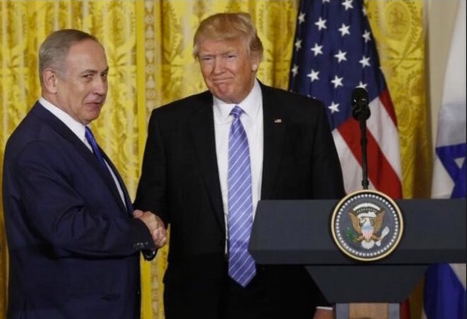 Benjamin Netanyahou et Donald Trump, à l'issue de la conférence de presse à Washington, le 17 février 2017. Benjamin Netanyahou et Donald Trump, à l'issue de la conférence de presse à Washington, le 17 février 2017.