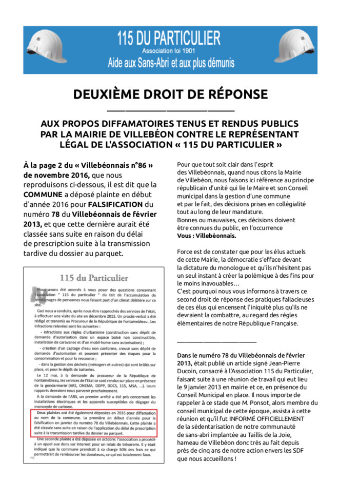 DEUXIEME DROIT DE RÉPONSE