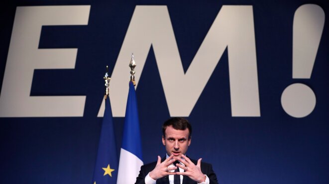 Emmanuel Macron présente son projet, à Paris, jeudi 2 mars Emmanuel Macron présente son projet, à Paris, jeudi 2 mars