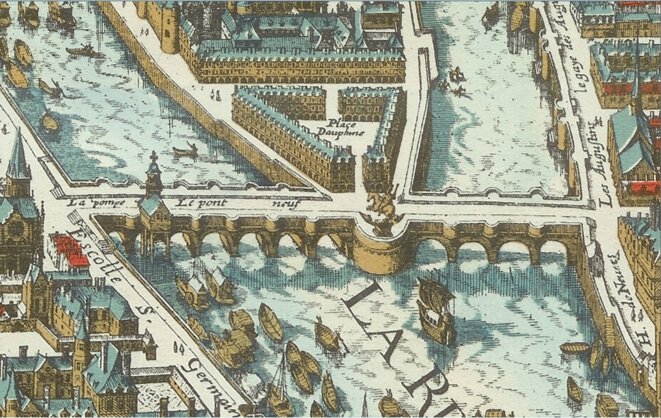 Détail du plan de Mérian, 1615, avec la géométrie de l'ensemble déjà idéalisée / repolitisée Détail du plan de Mérian, 1615, avec la géométrie de l'ensemble déjà idéalisée / repolitisée