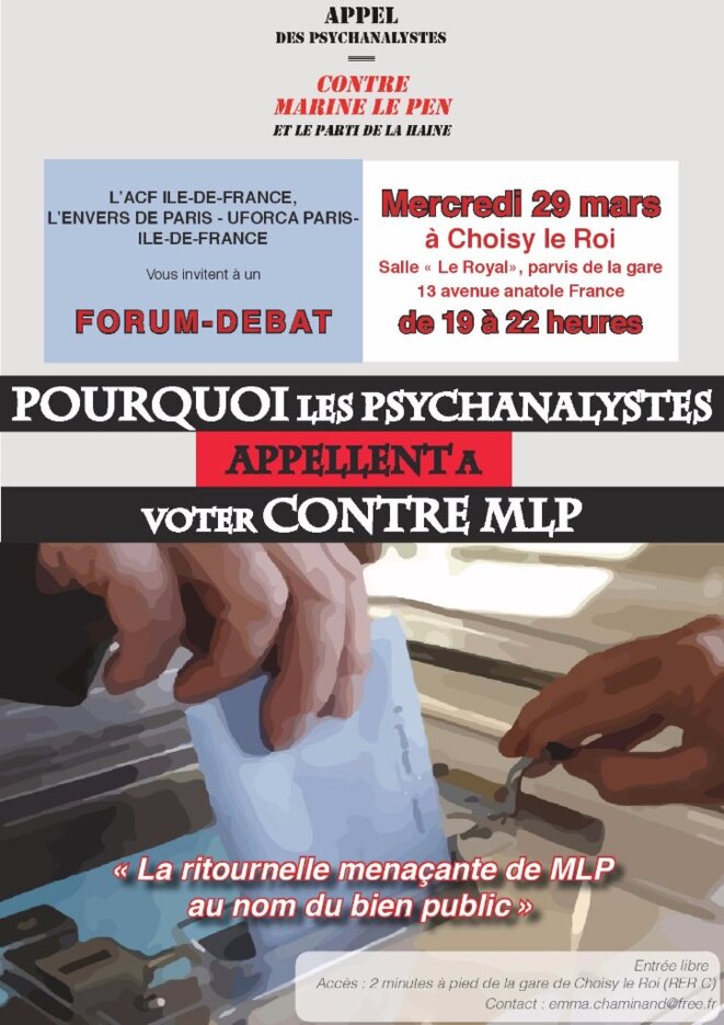L'actualité au débotté -7- Le programme de ce soir à Choisy le Roi- forum anti MLP