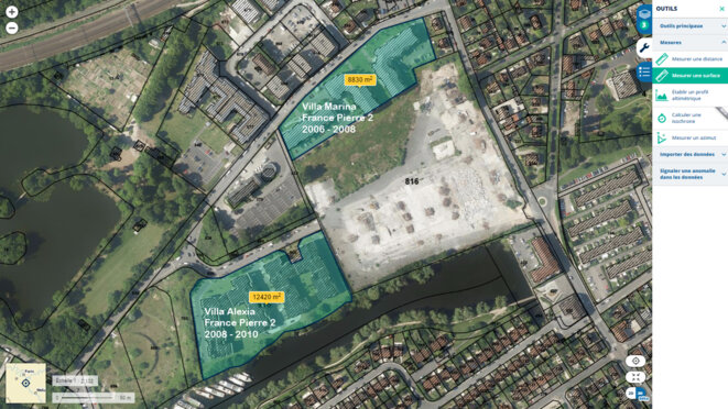 Les deux sites des programmes immobiliers de France Pierre, Villas Marina et Clémence - cette dernière désignée sous le nom Alexia sur la photo - et au milieu la zone prévue par la Cogedim pour son ensemble immobilier. © DR Les deux sites des programmes immobiliers de France Pierre, Villas Marina et Clémence - cette dernière désignée sous le nom Alexia sur la photo - et au milieu la zone prévue par la Cogedim pour son ensemble immobilier. © DR