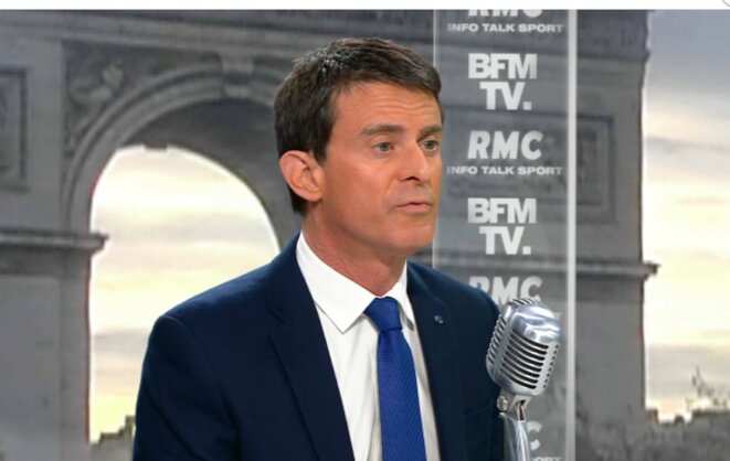 Manuel Valls au micro de RMC pour annoncer son vote à Emmanuel Macron (capture d'écran) Manuel Valls au micro de RMC pour annoncer son vote à Emmanuel Macron (capture d'écran)