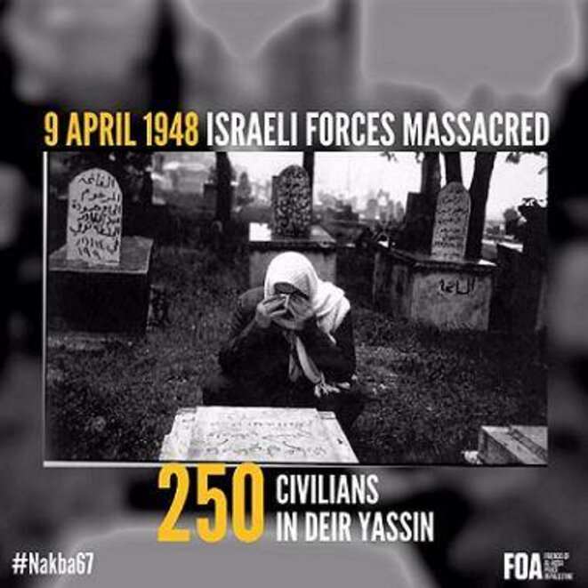 Visuel reprenant le nombre de victimes avancé par les Palestiniens et utilisé par les sionistes pour répandre la peur. Visuel reprenant le nombre de victimes avancé par les Palestiniens et utilisé par les sionistes pour répandre la peur.