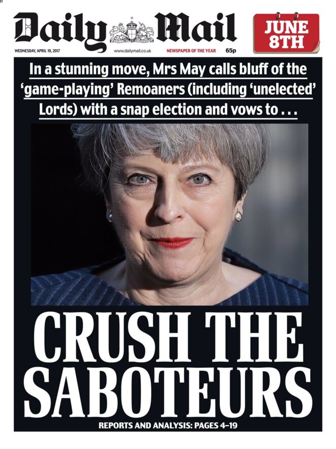 La une du « Daily Mail » du 19 avril 2017 © Daily Mail La une du « Daily Mail » du 19 avril 2017 © Daily Mail