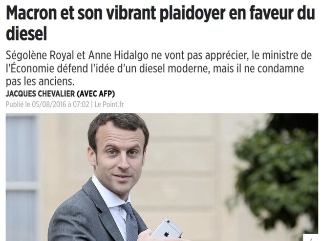 Quand Macron ministre défendait le Diesel mordicus ! Quand Macron ministre défendait le Diesel mordicus !