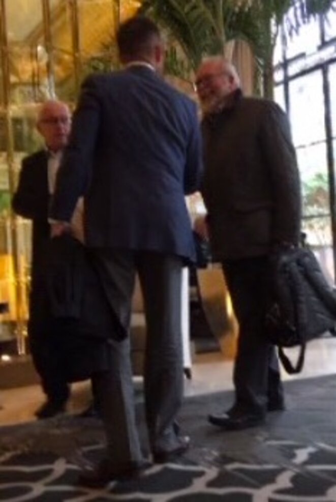 Le trésorier du FN rencontre l'homme d'affaires Vilis Dambins le 4 novembre 2016 à Paris, accompagné de l'avocat français Didier Bollecker. © Document Mediapart / Re:Baltica Le trésorier du FN rencontre l'homme d'affaires Vilis Dambins le 4 novembre 2016 à Paris, accompagné de l'avocat français Didier Bollecker. © Document Mediapart / Re:Baltica