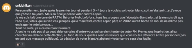 Extrait du Discord Insoumis