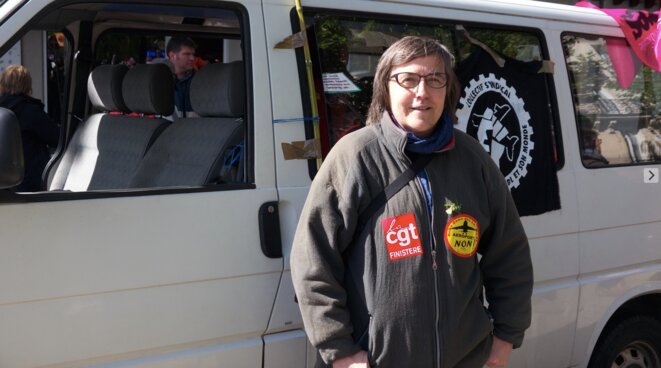Sylvie, militante de la CGT Finistère, à Nantes, le 1er mai (JL) Sylvie, militante de la CGT Finistère, à Nantes, le 1er mai (JL)