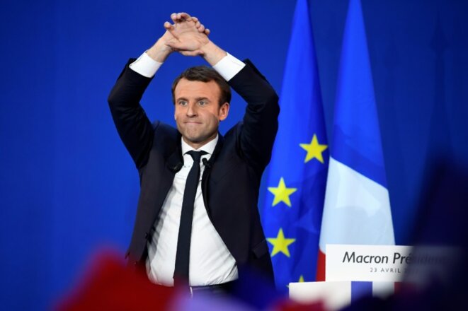 emmanuel-macron-le-candidat-d-en-marche-apres-sa-victoire-le-23-avril-2017-a