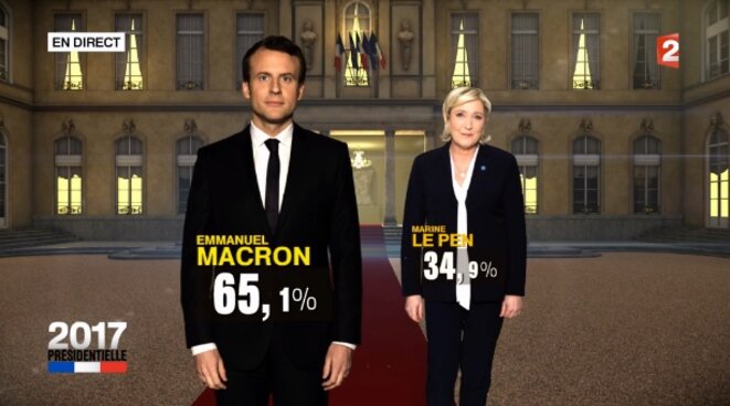 Capture d'écran de la soirée électorale de France 2 Capture d'écran de la soirée électorale de France 2