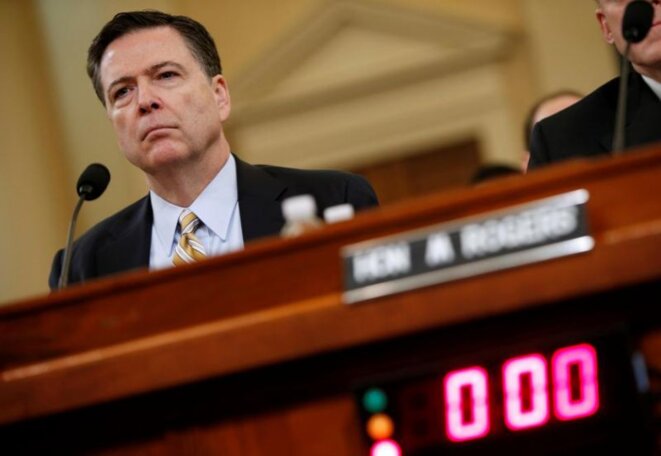 James Comey, lundi 20 mars, devant la commission du renseignement du Parlement américain. © Reuters James Comey, lundi 20 mars, devant la commission du renseignement du Parlement américain. © Reuters