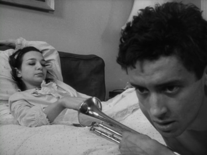 Photogramme de "Shadows", film de John Cassavetes, 1959, avec Lelia Goldoni et Ben Carruthers. Photogramme de "Shadows", film de John Cassavetes, 1959, avec Lelia Goldoni et Ben Carruthers.