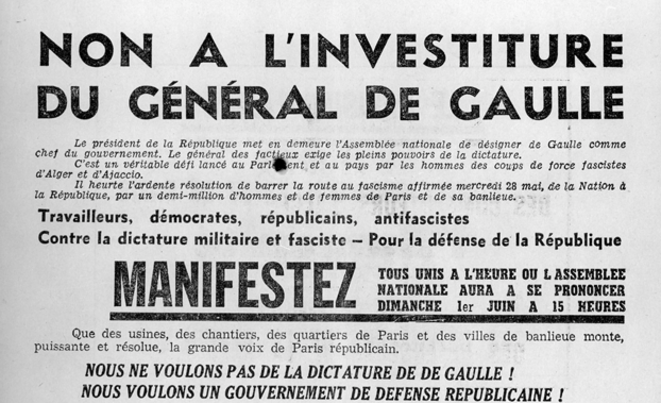 Tract du parti communiste français le 1er juin 1958 Tract du parti communiste français le 1er juin 1958
